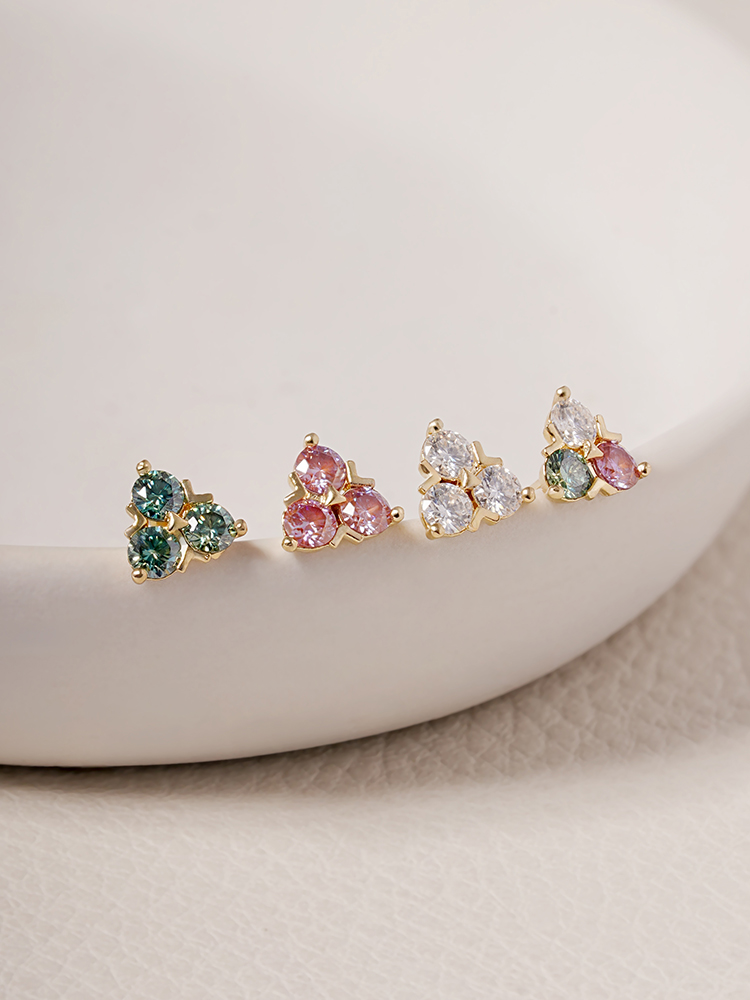 [0.8mm] 14K 인터널 모이사나이트 다이아 트리오 라블렛 피어싱 귀걸이 - 상세 이미지 3