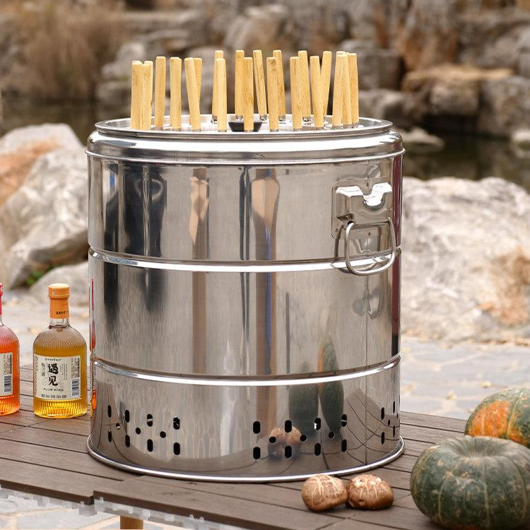 숯불 그릴 양고기 바베큐 꼬치 업소용 캠핑 드럼통 BBQ 스토브 오븐 걸이식 화로 - 상품 이미지
