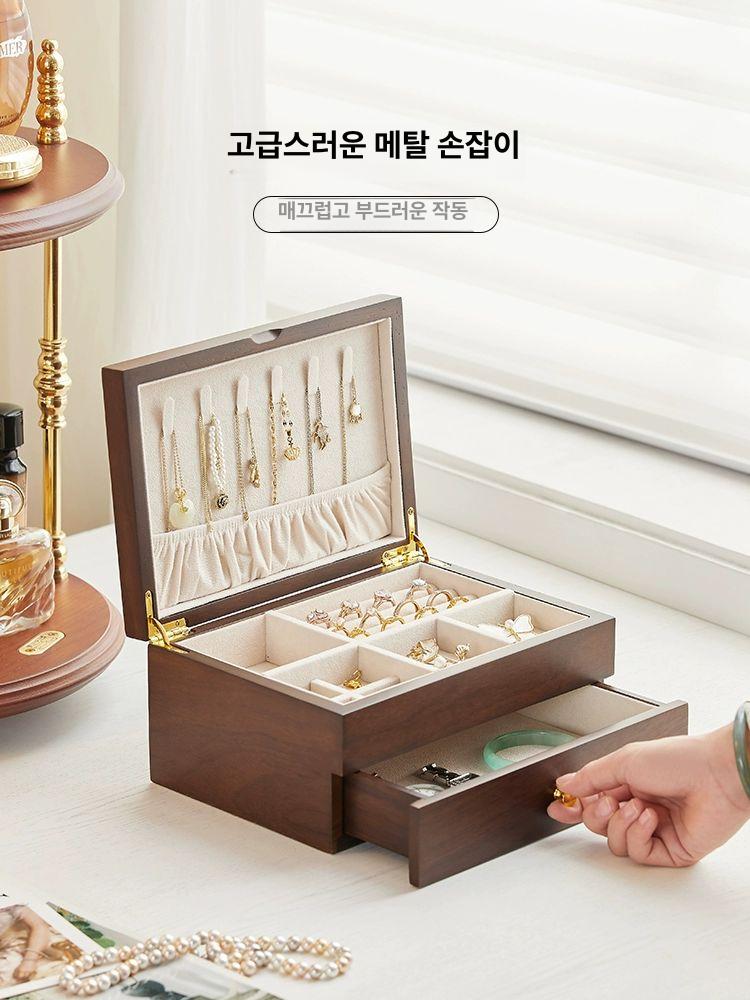 원목 보관함 쥬얼리 악세사리 케이스 보석 정리함 보석함 액세서리 수납 우드 - 상세 이미지 2