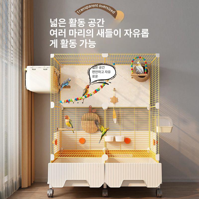 대형 새장 앵무새 사육장 놀이터 둥지 날림장 잉꼬 버드케이지 소형 빌라 스틸 - 상세 이미지 4