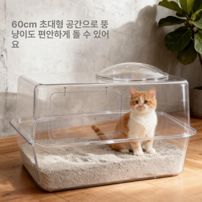 대형 고양이화장실 올스텐 오픈형 배변통 스테인리스 상자 수직 상단개방 - 상세 이미지 2