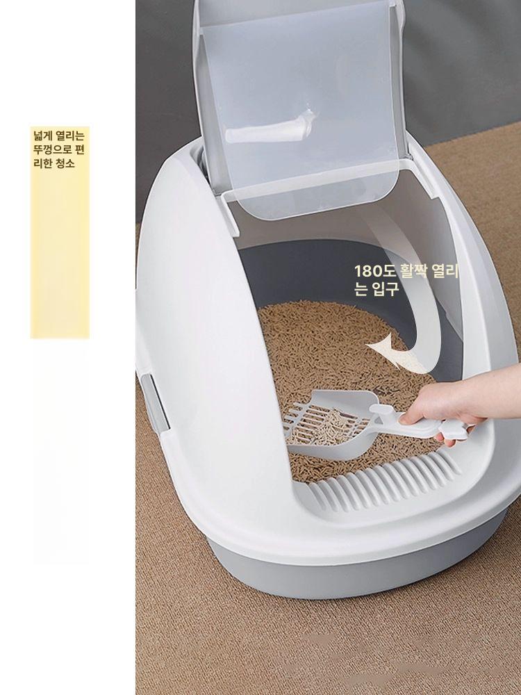 냄새제로 밀폐형 고양이변기 화장실 서랍형 쓰레기 냄새차단 샌드넘버제로 대형 더블랙 - 상세 이미지 4