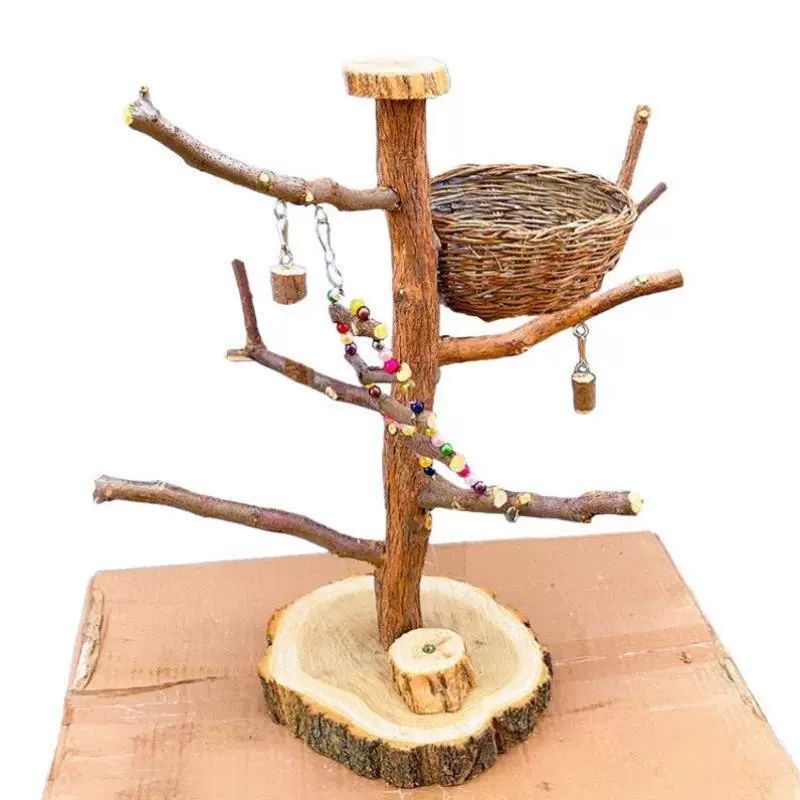 나무 횃대 앵무새 폴대 타워 스탠딩랙 포치 나뭇가지 둥지 사다리 85cm - 상세 이미지 4