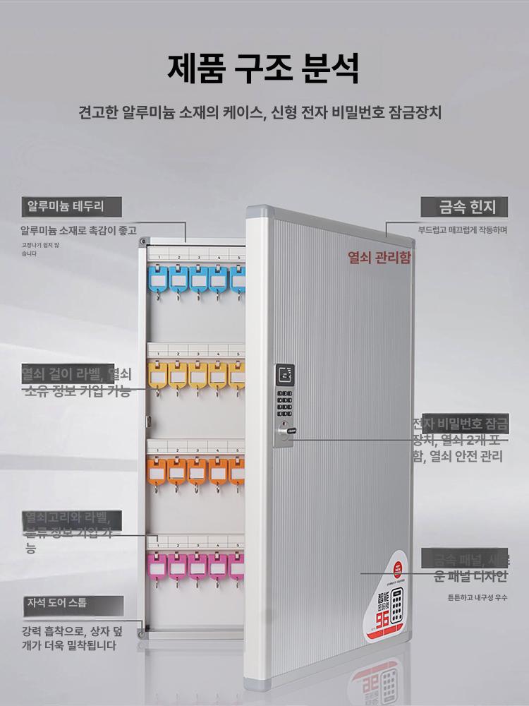 벽걸이 키보관함 경비실 열쇠함 회사 이동식 케이스 수납함 사무실 정리 - 상세 이미지 5