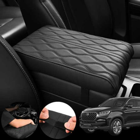 자체제작 프라임오토 KGM 렉스턴(뉴아레나)(23~25) 모템 차량용 가죽 팔걸이 콘솔쿠션 검정 1개