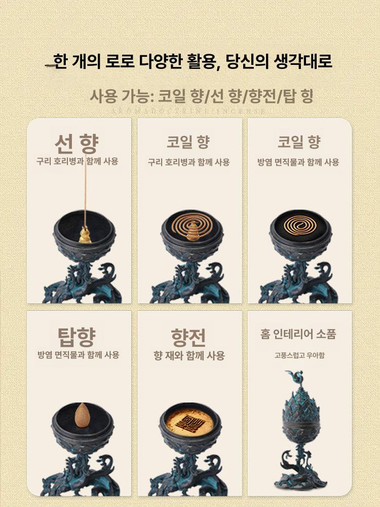 골동품 향로 금동 백단향 복고풍 장식품 실내 기념품 선물용 인테리어 - 상세 이미지 5