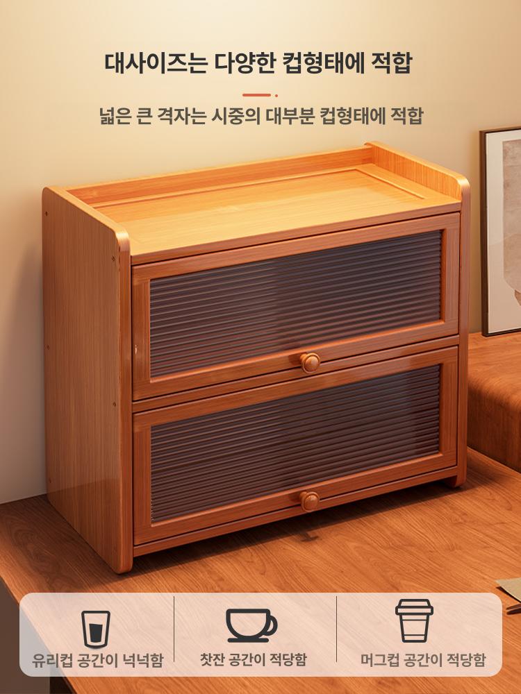 그릇 선반 컵 2단 수납장 진열장 주방 랙 빈티지 미니 창문형 정리대 싱크 - 상세 이미지 4