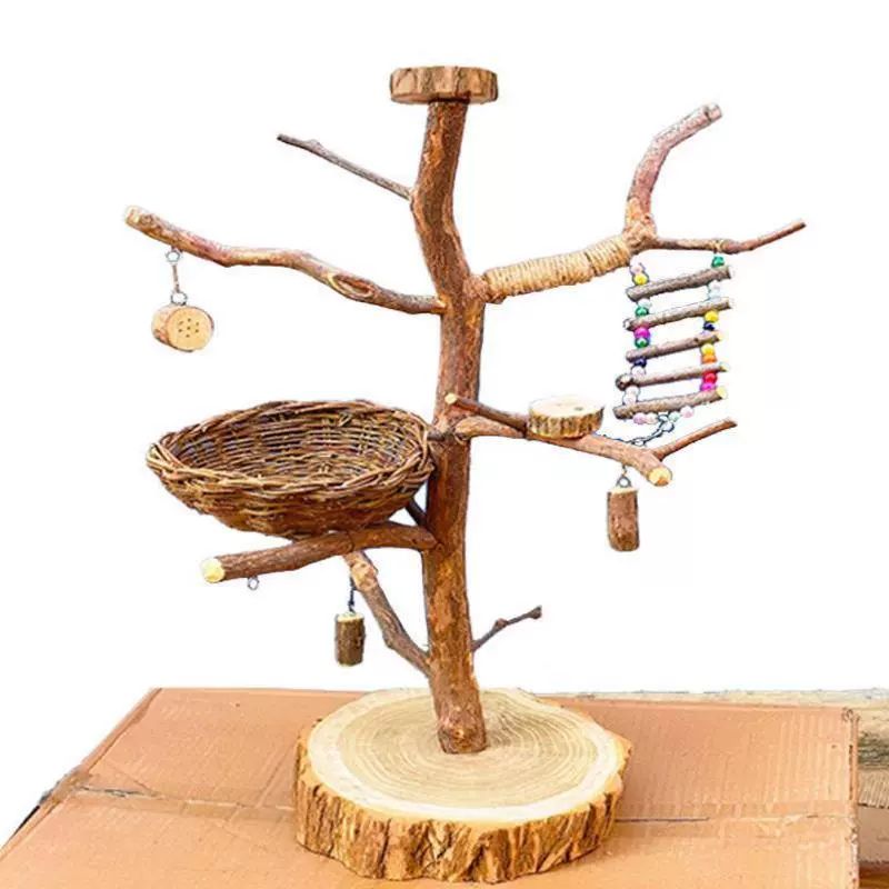 나무 횃대 앵무새 폴대 타워 스탠딩랙 포치 나뭇가지 둥지 사다리 85cm - 상세 이미지 2