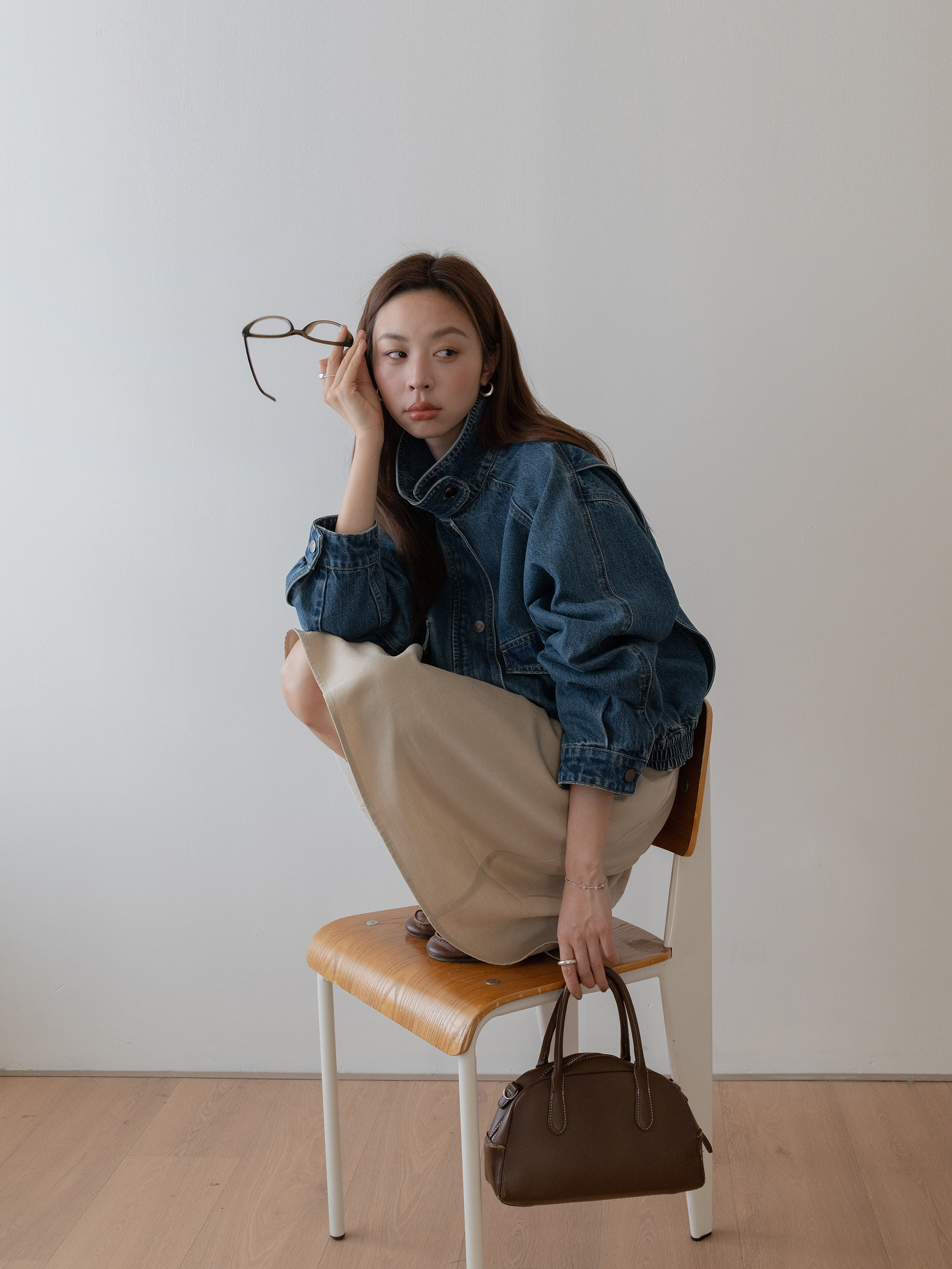 VNOOK 여성청자켓 봄 데님 블루종 봄버재킷 여자 워크자켓 - 상세 이미지 5