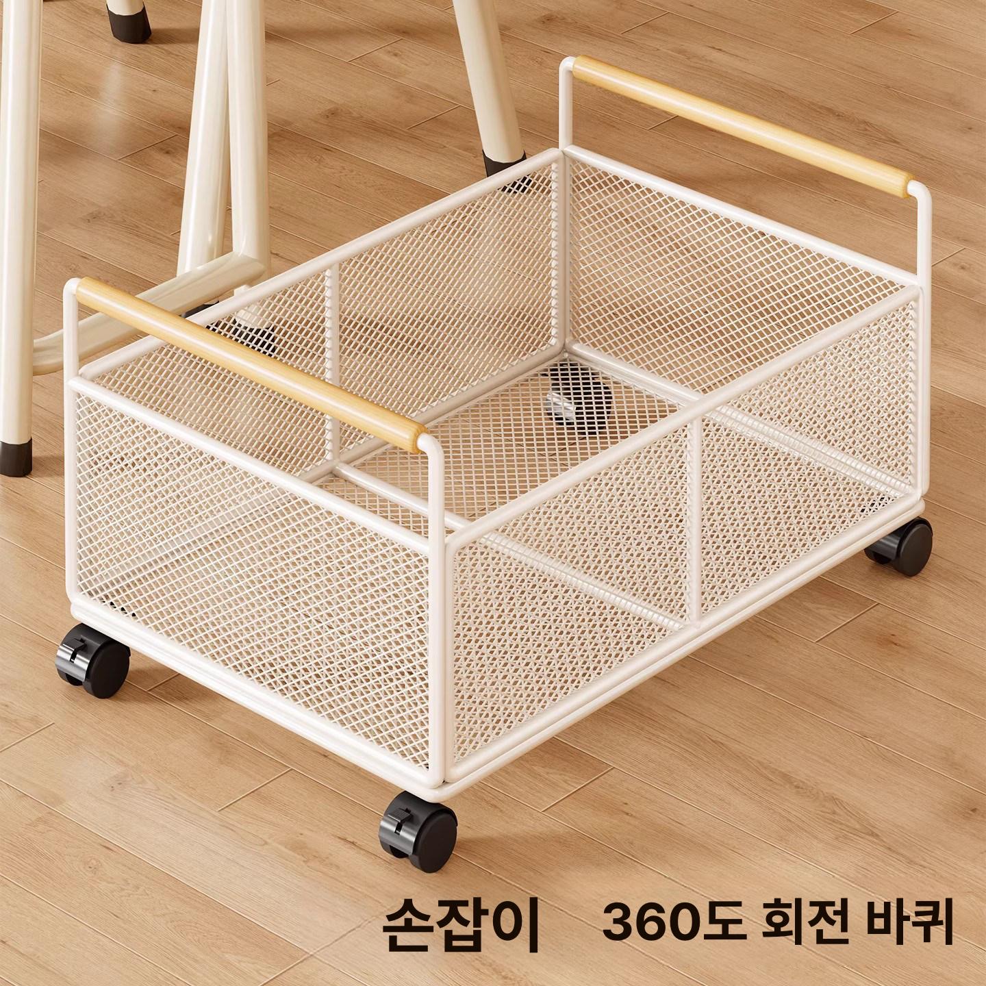 이동식 책가방 수납 가방정리 옷 대형 정리함 카트 박스 화이트 중형 바퀴 포함 - 상세 이미지 4