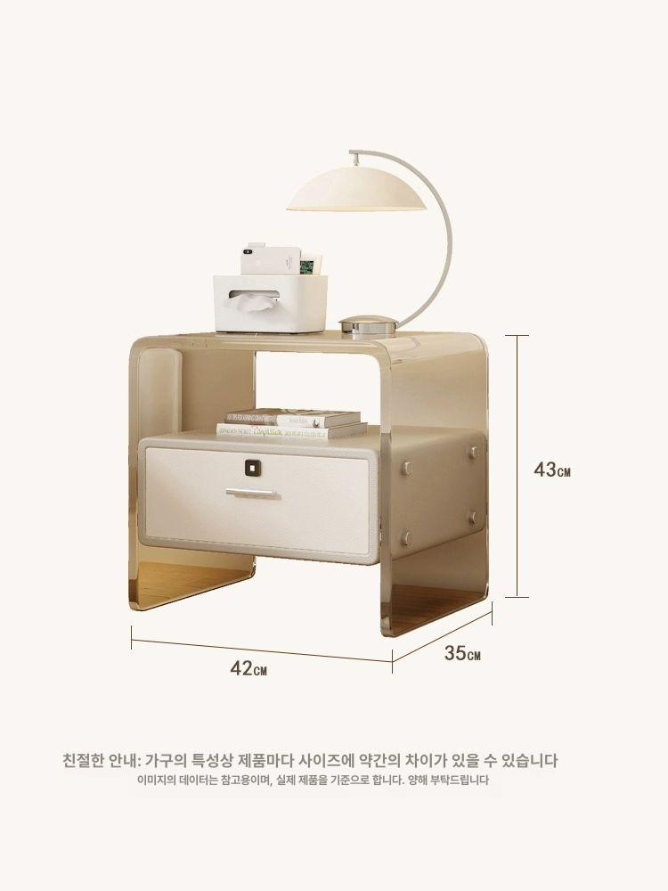 침실 아크릴 협탁 서랍형 침대옆 사이드테이블 원목 컴팩트 베드사이드 수납형 - 상세 이미지 5