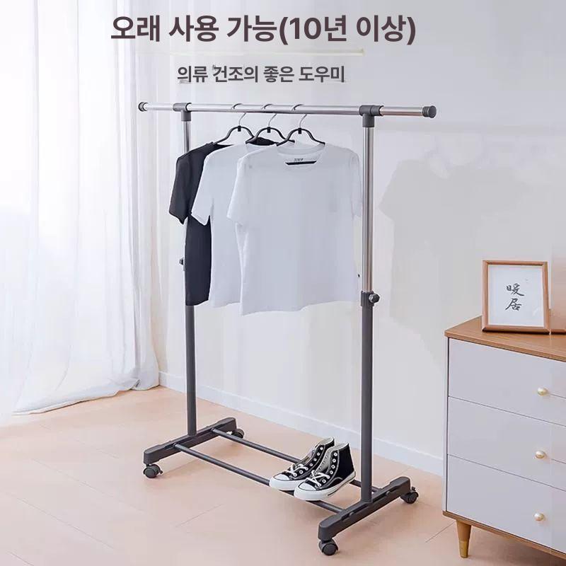 1단 행거 이동식 블랙 드레스룸 랙 매장용 사무용 진열 수납선반 - 상세 이미지 3