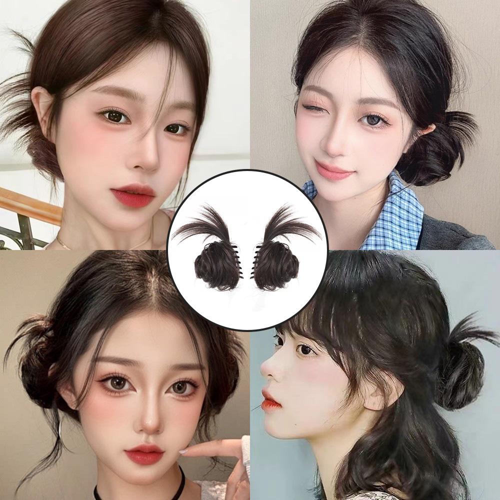 깃털 똥머리 가발 집게핀 헤어피스 번가발 올림머리 업스타일 파티 로우번 헤어악세사리 - 상세 이미지 3