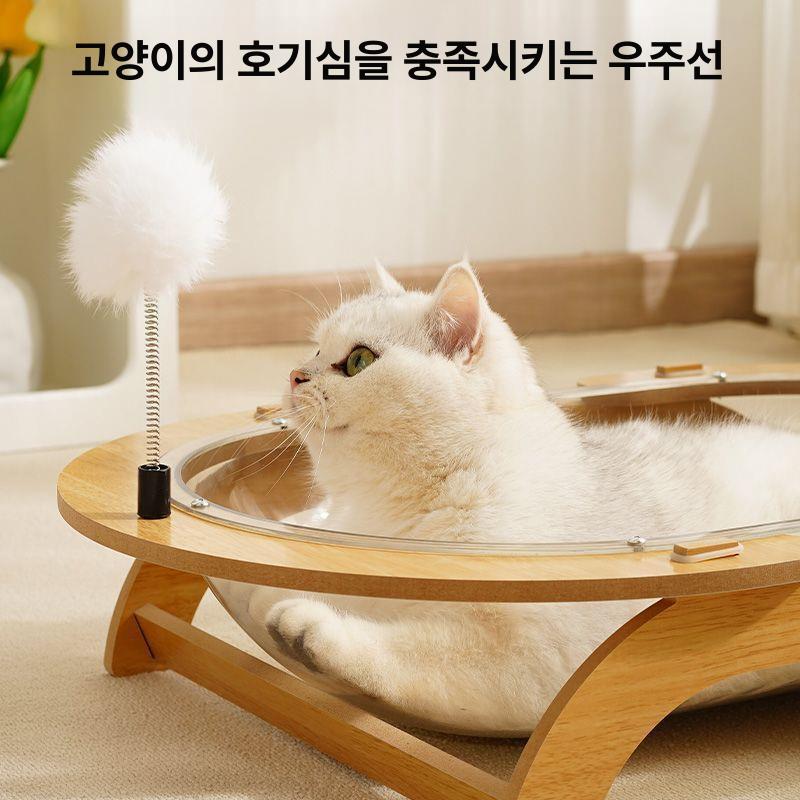고양이 해먹 아크릴 원형 우주선 투명 캣볼 펫하우스 휴식공간 잠자리 - 상세 이미지 4