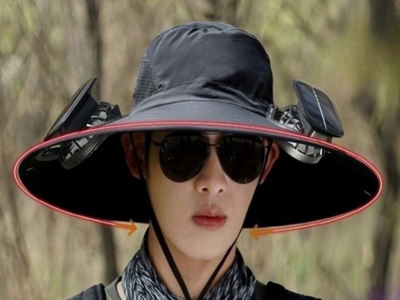 차양모 선풍기 모자 충전식 USB 태양광 휴대용 캠핑 야외활동 - 상품 이미지