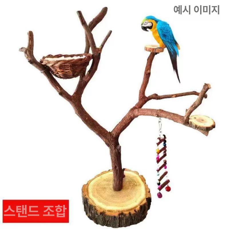 나무 횃대 앵무새 폴대 타워 스탠딩랙 포치 나뭇가지 둥지 사다리 85cm - 상세 이미지 5