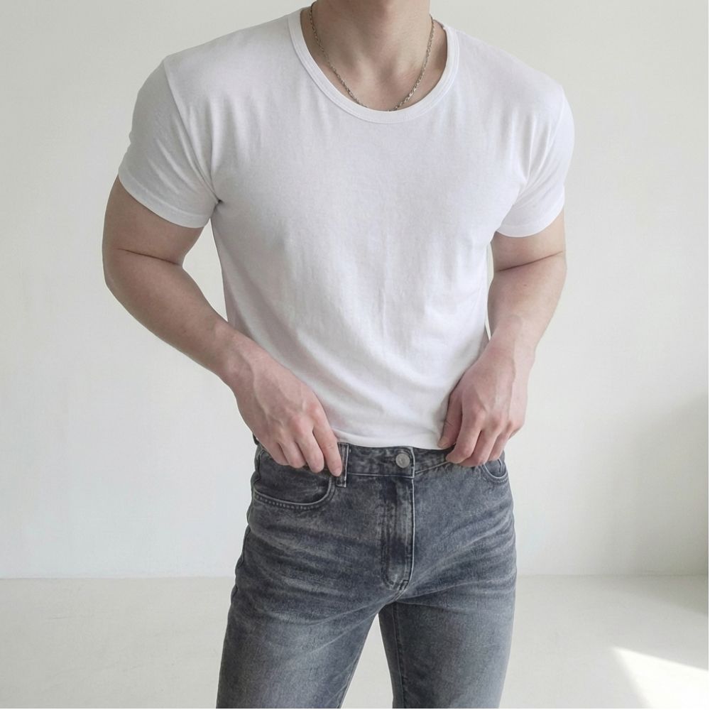 페일라인 남자 머슬핏 유넥 반팔 티셔츠 이미지 6