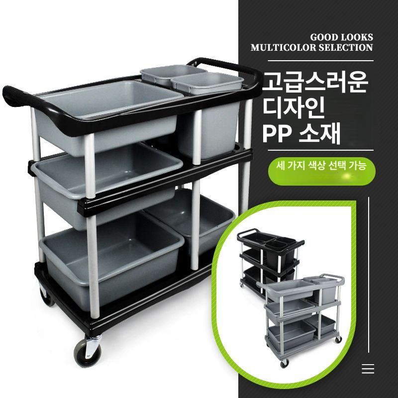 서빙 웨건카트 스테인레스 트롤리 호텔 식당 이동식 다용도 업무용 - 상세 이미지 4