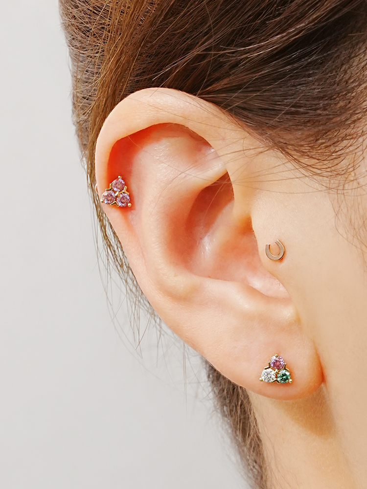 [0.8mm] 14K 인터널 모이사나이트 다이아 트리오 라블렛 피어싱 귀걸이 이미지 7