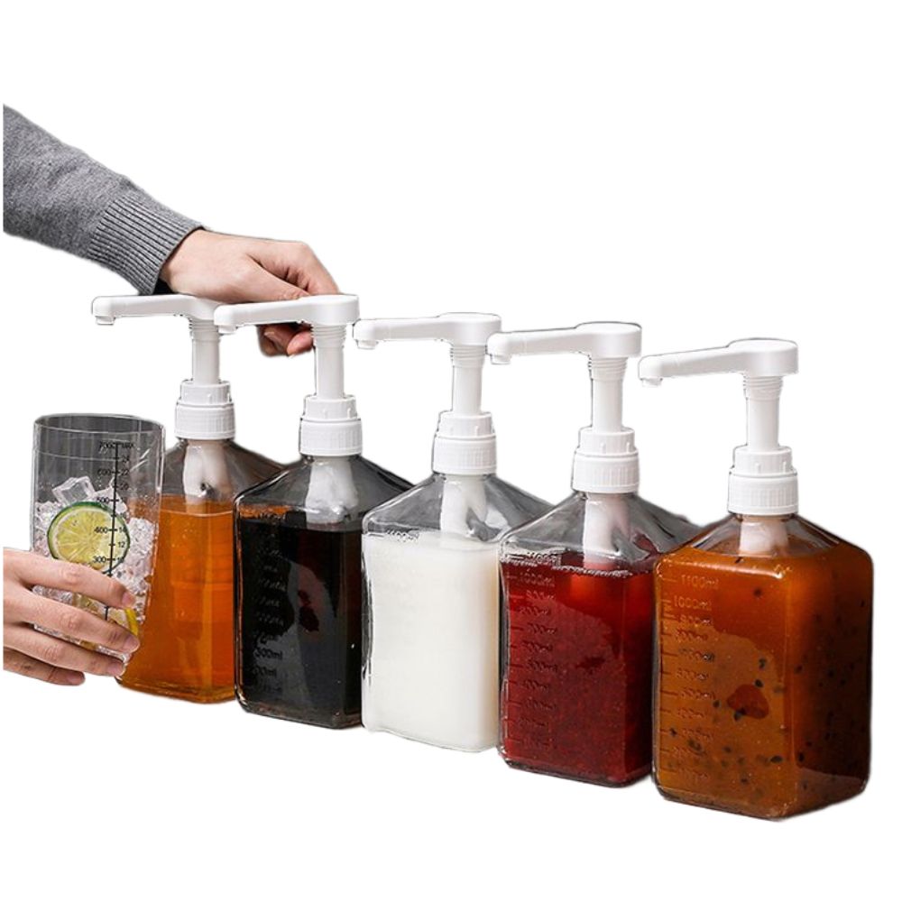 정량 소스 디스펜서 시럽통 펌프 업소용 양념 용기 소스통 플라스틱 1600ml(주스) 5ml - 메인 이미지