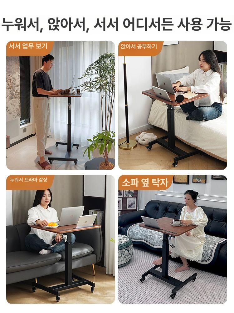 리프트업 테이블 모니터 받침대 데스크 프레임 선반 60 x 40 블랙 - 상세 이미지 5