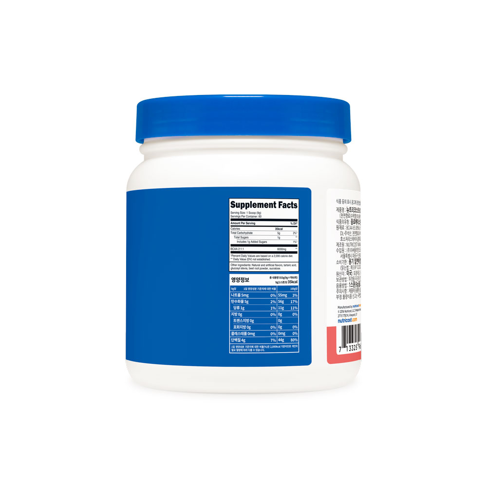 뉴트리코스트 대체당 함유 고함량 BCAA 6,000mg 60회분 수박, 553g, 1개 - 상세 이미지 3