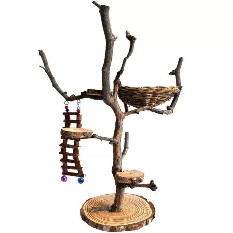 나무 횃대 앵무새 폴대 타워 스탠딩랙 포치 나뭇가지 둥지 사다리 85cm - 상세 이미지 3