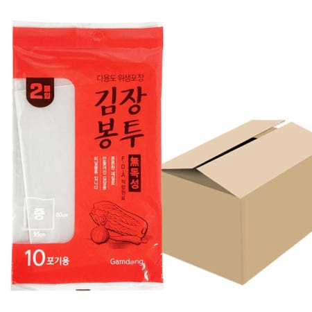 성심샵 감동 김장봉투(중2매) x1박스(50개) 10포기 위생포장 김치포장 김장비닐백