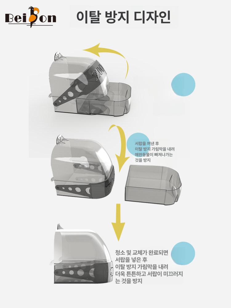 앵무새 욕조 걸이식 샤워 액세서리 물통 셀러 플라스틱 투명 - 상세 이미지 3