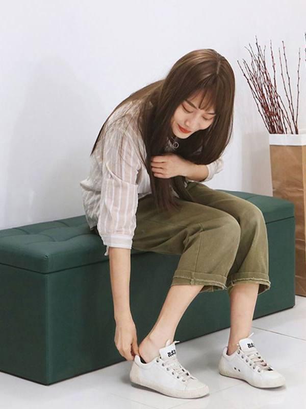 수납의자 화장대스툴 사각 벤치 쿠션 현관 소파 디자인 원형 - 상세 이미지 5
