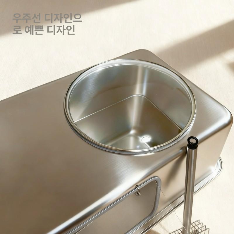 대형 고양이화장실 올스텐 오픈형 배변통 스테인리스 상자 수직 상단개방 - 상세 이미지 4