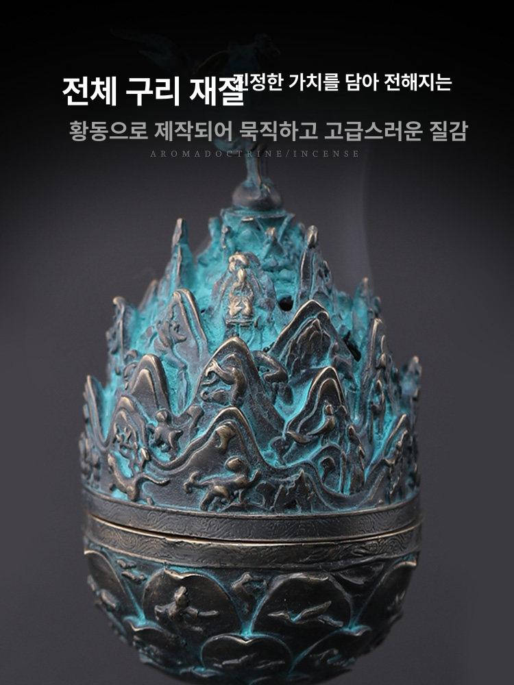 골동품 향로 금동 백단향 복고풍 장식품 실내 기념품 선물용 인테리어 - 상세 이미지 3