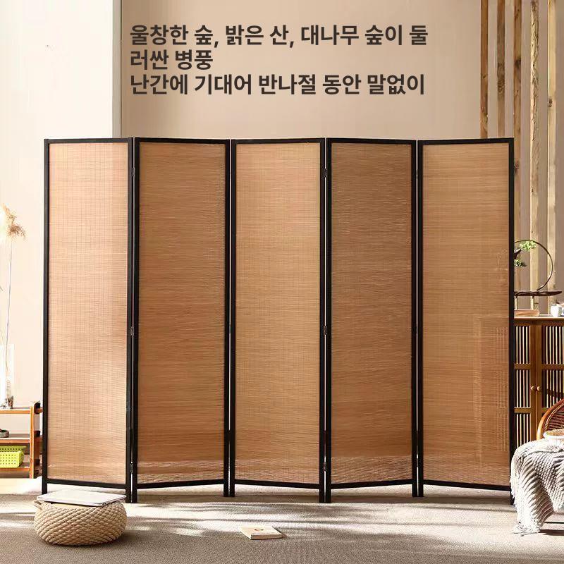 발코니 파티션 우드 칸막이 스크린 레일 접이식 거실 인테리어 세팅 현관 분리벽 - 상세 이미지 2