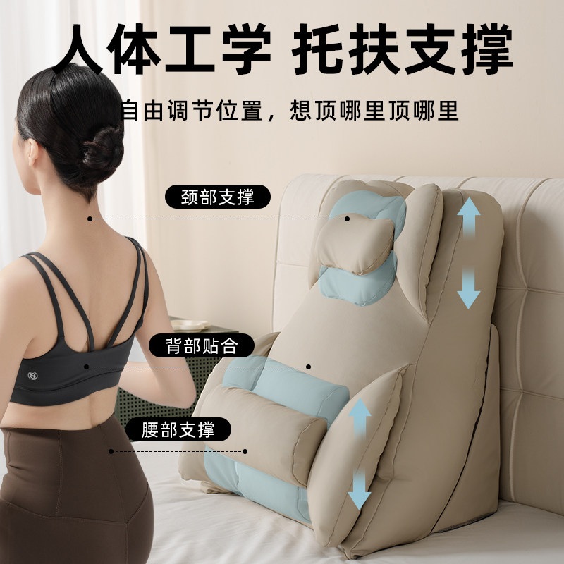 침대쿠션 노인 특대형 임산부 독서용 삼각 등받이 슬로프 허리받침 그레이 스웨이드 - 상세 이미지 2
