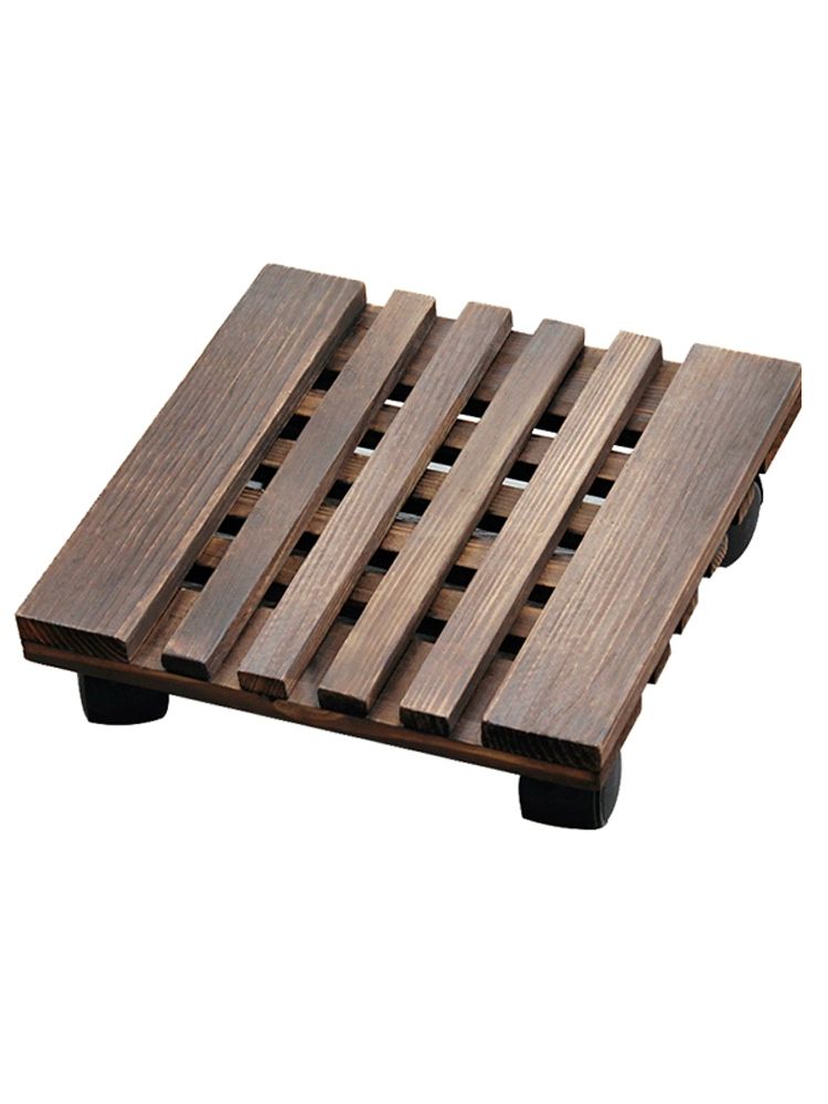 이동식 화분 받침 공기청정기 물받이 바퀴 정사각 원목 30x30cm 4개 보강 약 75kg 하중 - 상세 이미지 5