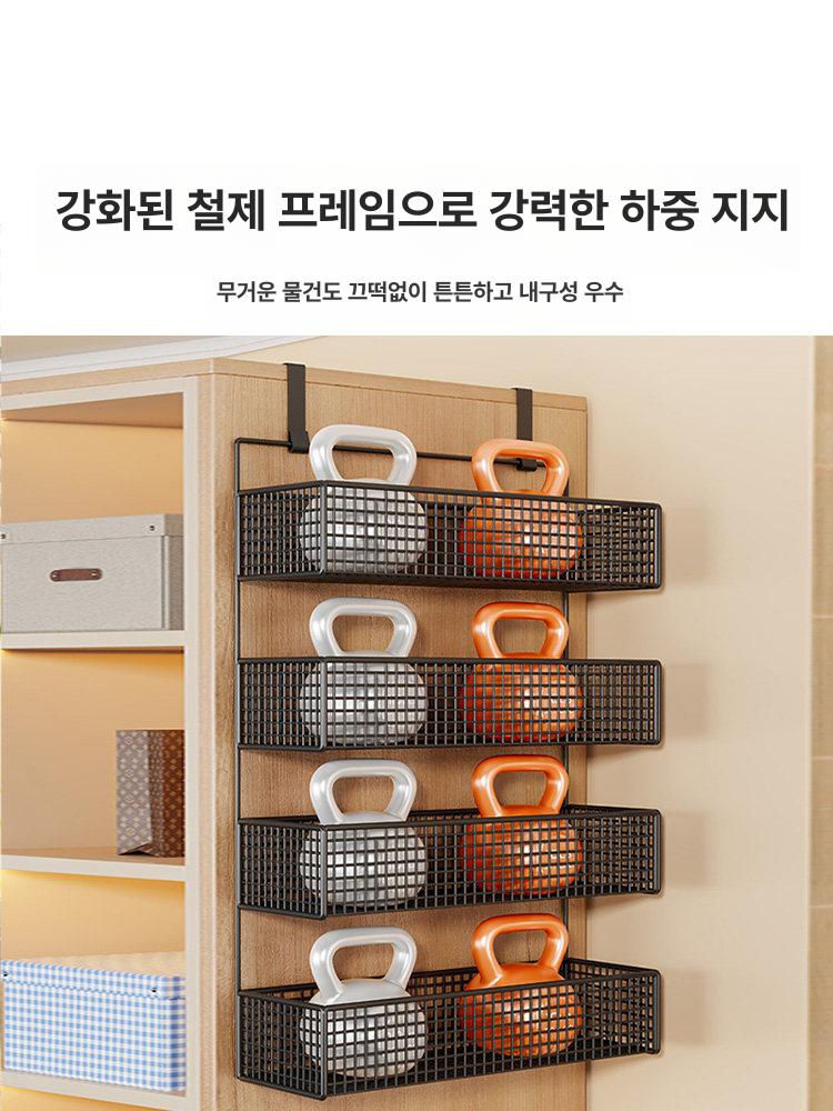문걸이 행거 가방 옷장 수납선반 4단 벽걸이형 다크톤 인테리어 거치대 - 상세 이미지 3