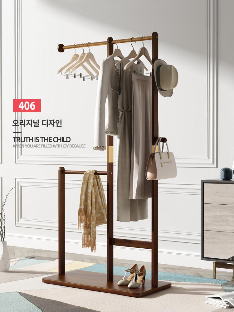 원목 행거 간이 코트랙 옷걸이 드레스룸 스탠드 선반 나무 의류정리 옷장 수납 - 상세 이미지 4