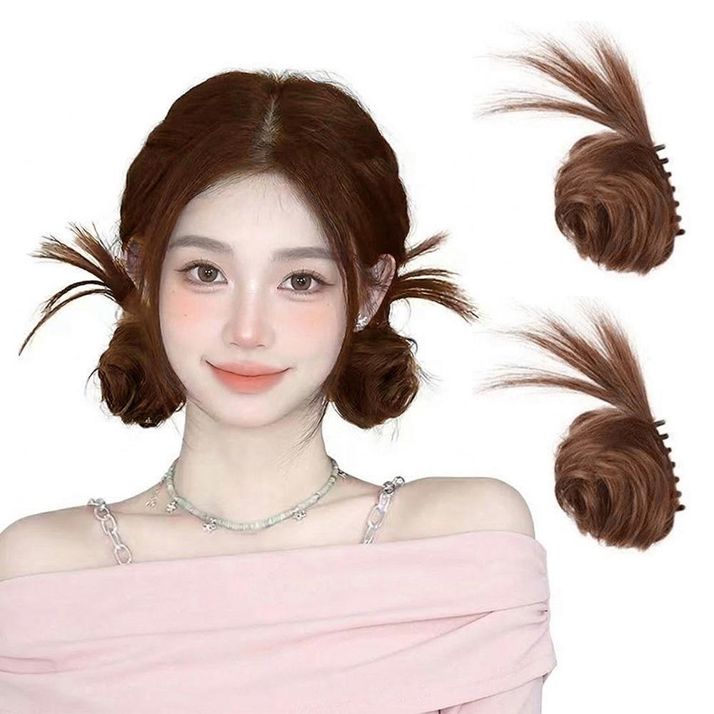 깃털 똥머리 가발 집게핀 헤어피스 번가발 올림머리 업스타일 파티 로우번 헤어악세사리 - 상세 이미지 4