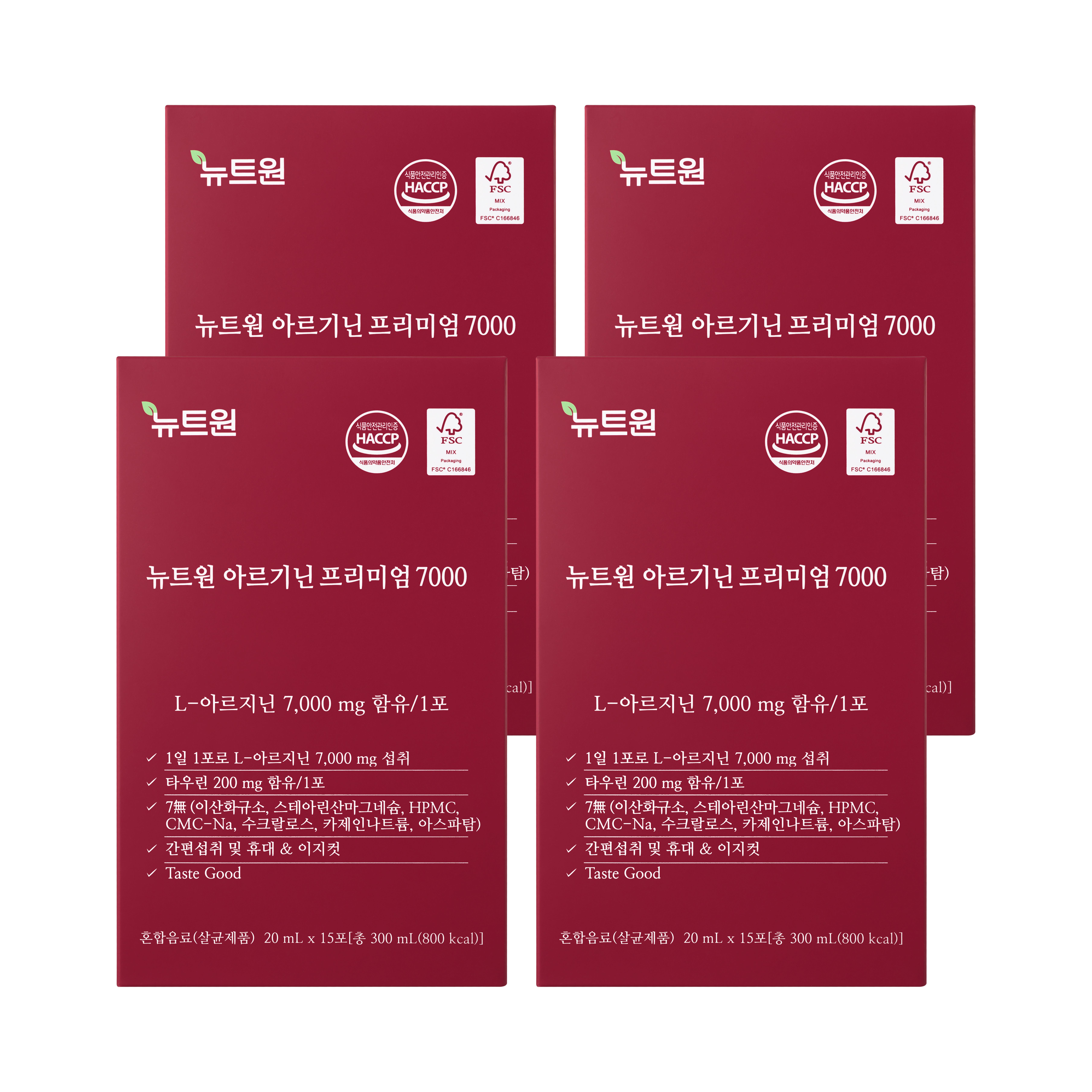 뉴트원 아르기닌 프리미엄 L 7000mg 아르지닌 타우린 아연 15포, 4개 제품 이미지