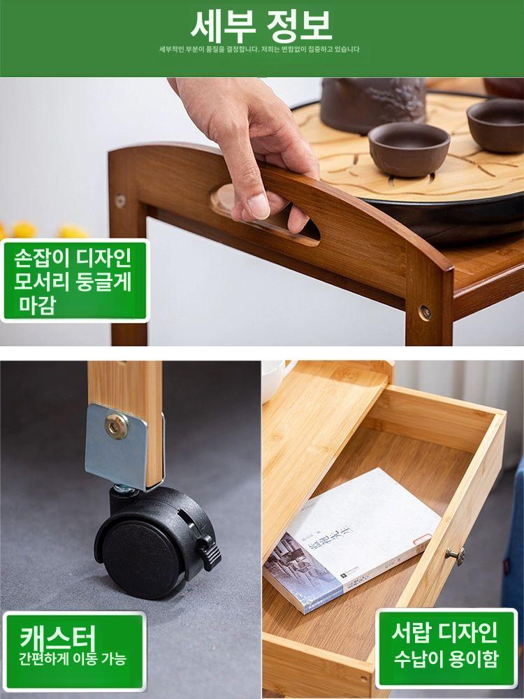 이동식 트롤리 원목 조리대 웨건 서빙 인테리어 키친 카트 정리대 - 상세 이미지 3