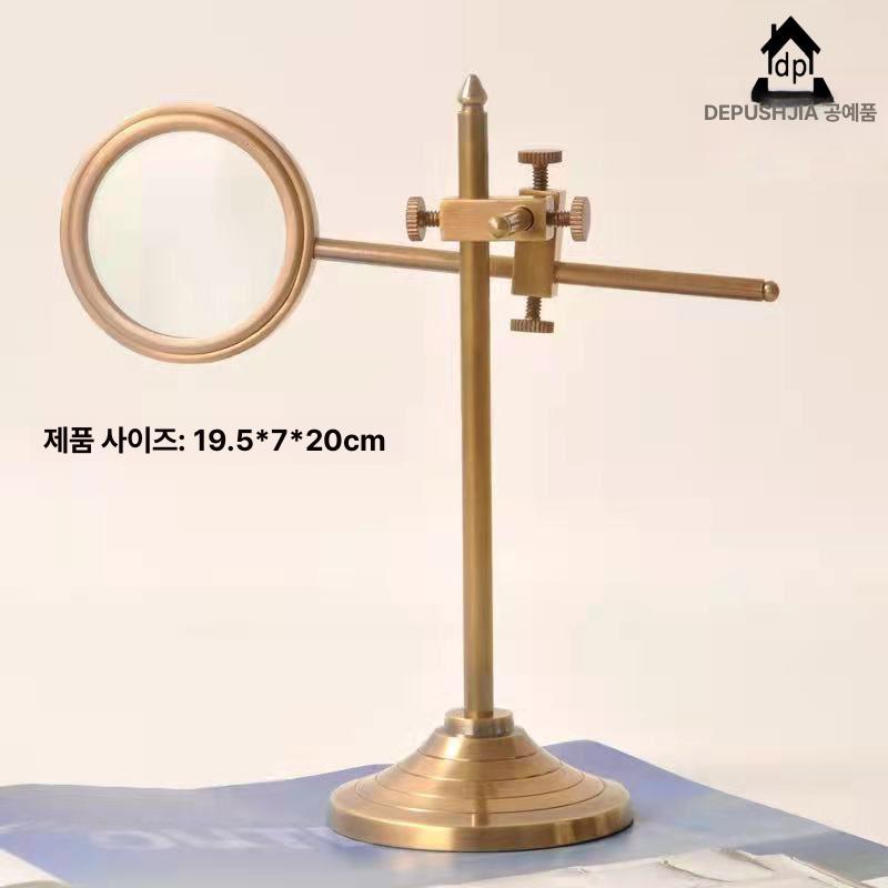 독서용 확대경 스탠드 목재 엔틱 빈티지 서재 책상 탁상용 작업 돋보기 대형 - 상세 이미지 3