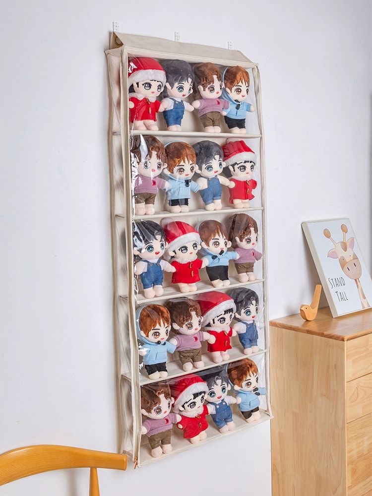 문걸이 수납함 인형 진열장 케이스 투명 보관함 소품 지퍼 포켓 정리 다용도함 - 상세 이미지 5