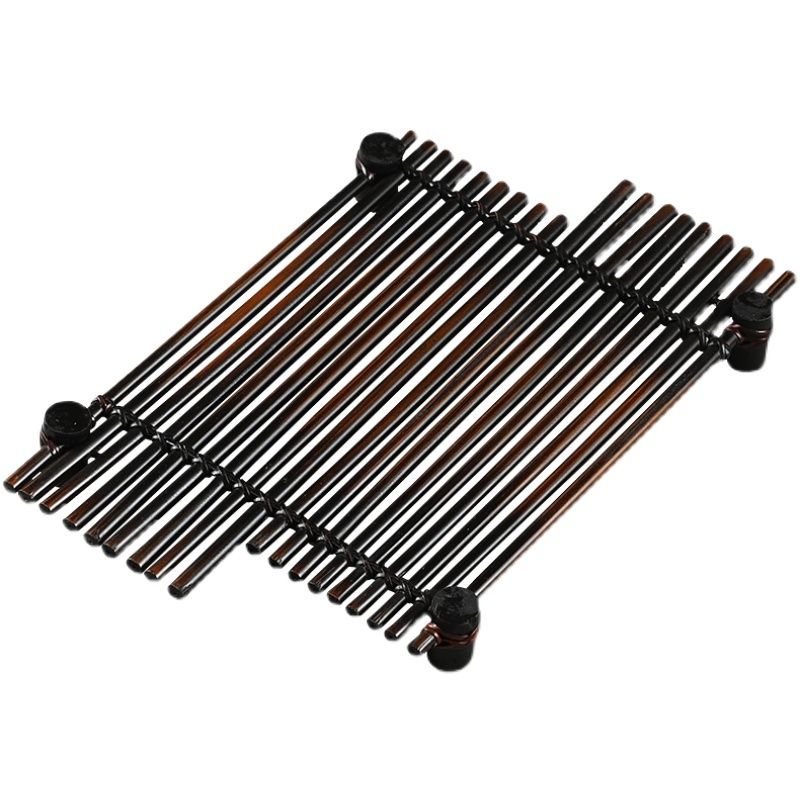 대나무 티매트 찻잔 받침대 전통 티코스터 엔틱 빈티지 사각 대나무 소 12x11cm - 상세 이미지 5