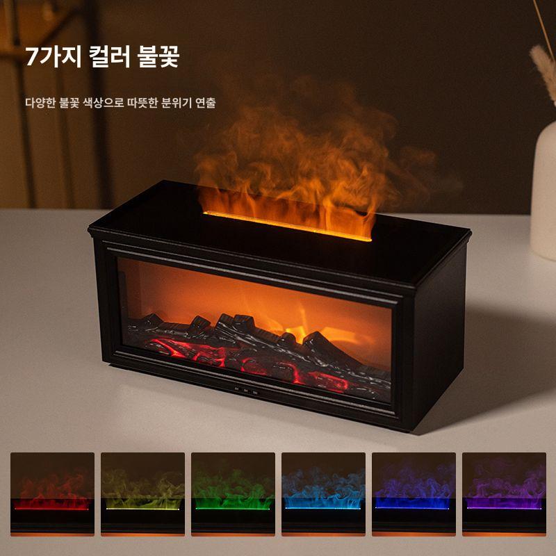 노르딕 불멍무드등 벽난로램프 거실 침실 홈카페 연출 LED 리얼 장작 불꽃 효과 감성 블랙 - 상세 이미지 2