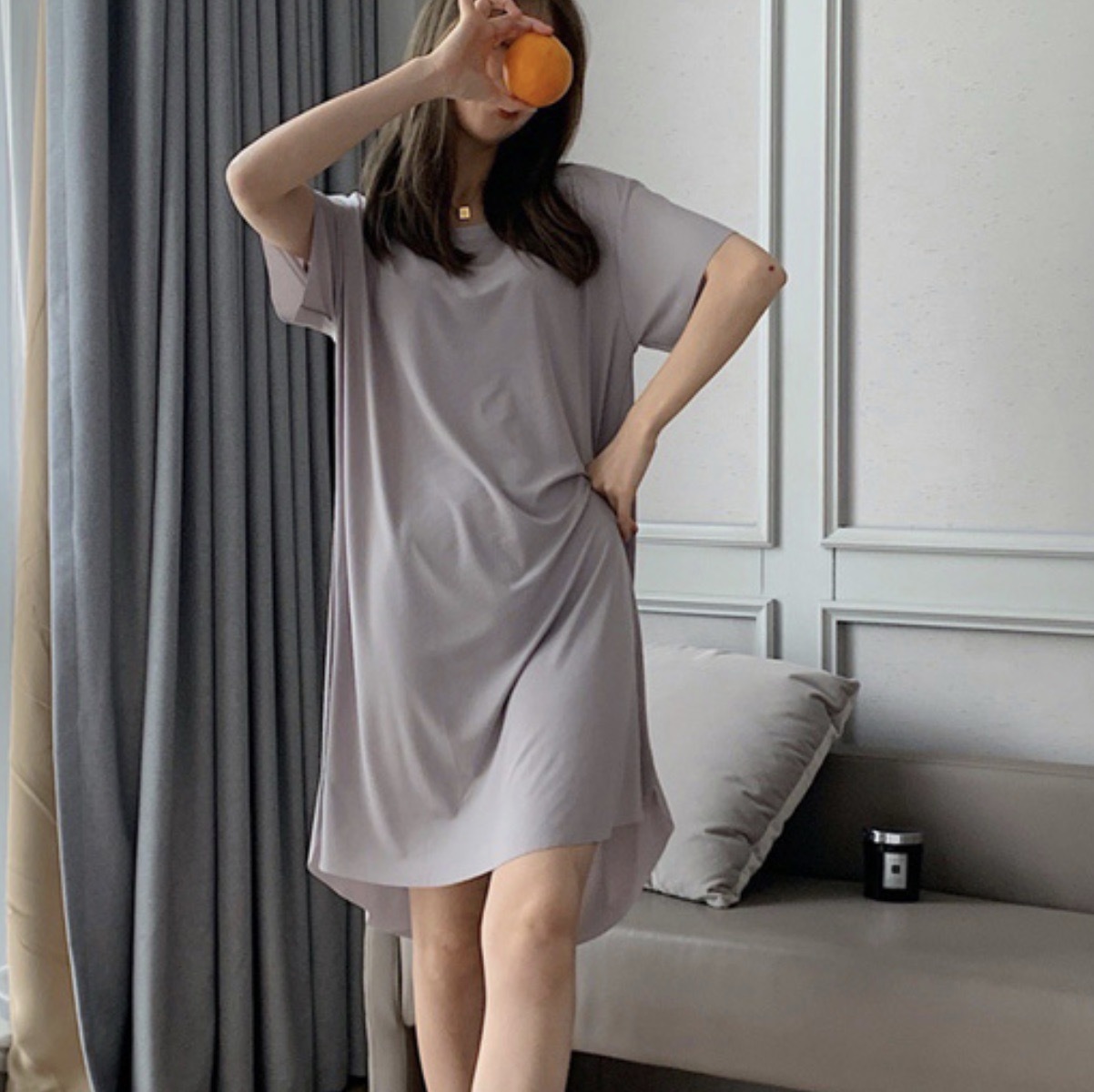 반팔원피스 여성루즈핏원피스 홈웨어원피스 - 상품 이미지