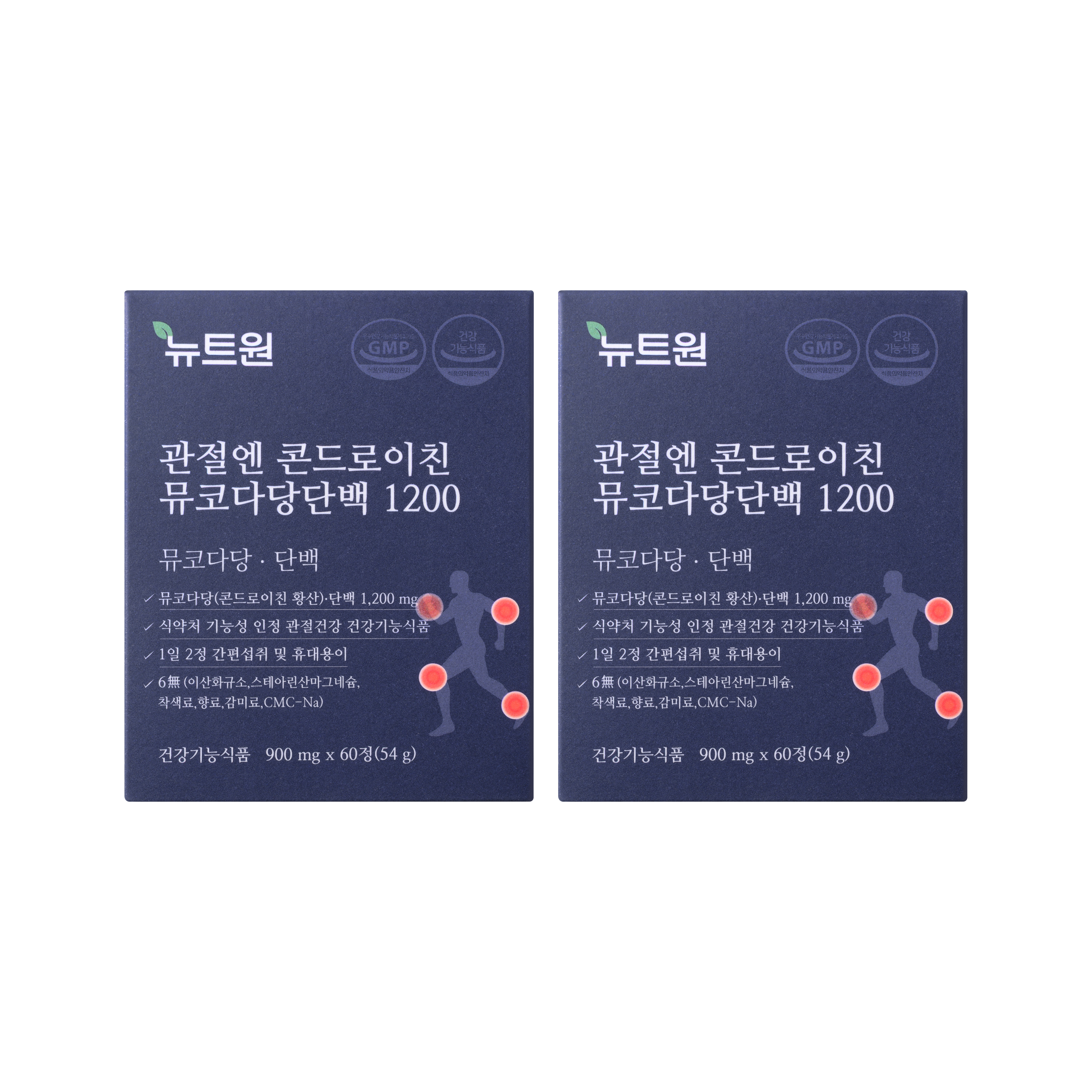 관절엔 콘드로이친 1200 뮤코다당단백 뉴트원 관절 연골 60정, 2개 - 메인 이미지