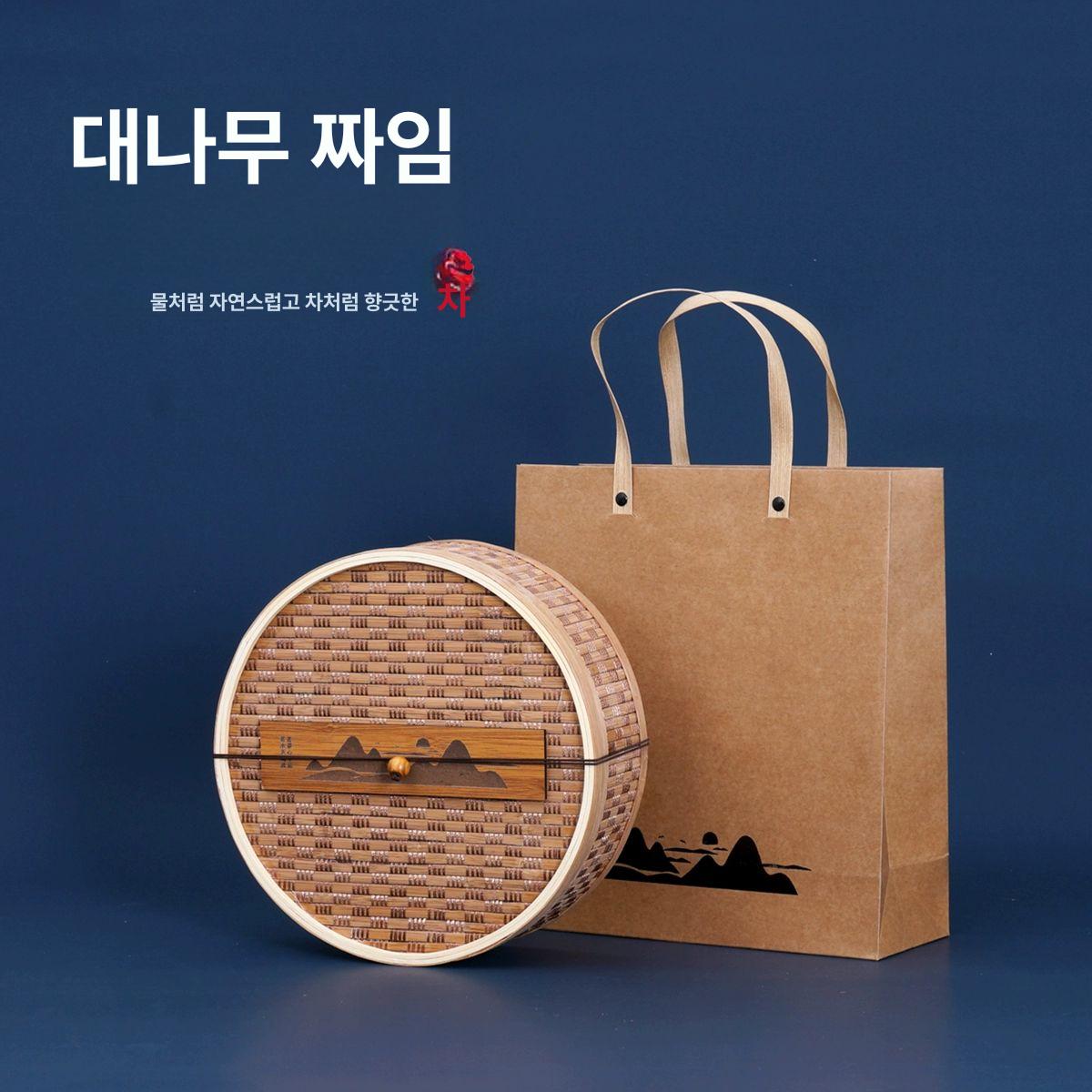 원형 답례품상자 선물박스 포장박스 대나무 대형 손잡이 투명 꽃자재 사각 - 상세 이미지 3
