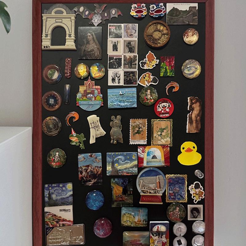 대형 자석 보드판 30x40cm 월넛원목프레임 고급 메탈 자석수집 메모보드 탁상용 벽걸이 소형 20x30cm 브라운 [사이즈 설명 참조] - 상품 이미지