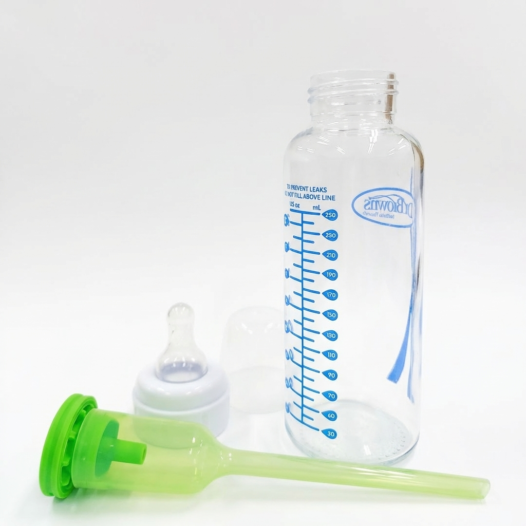 닥터브라운 내로우넥 유리 젖병 세트 미국산 250ml, 2개, 화이트 상품 이미지