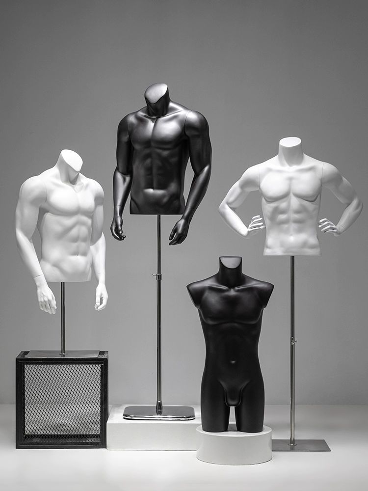 남성 마네킹 고급 하프 상반신 토르소 의류 디스플레이 관절형 모델 전시용 - 상품 이미지